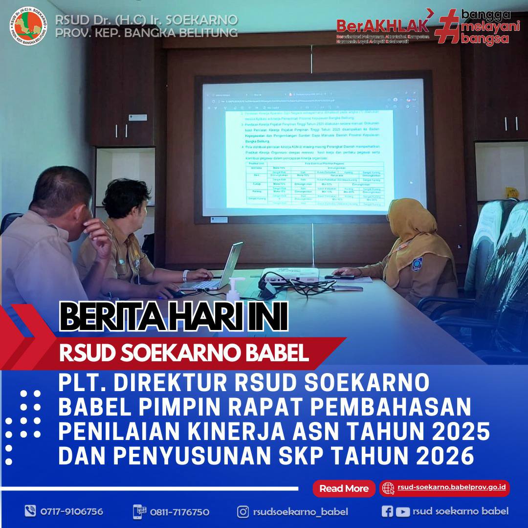 PLT. DIREKTUR RSUD SOEKARNO BABEL PIMPIN RAPAT PEMBAHASAN PENIALAIAN KINERJA ASN TAHUN 2025 DAN PENYUSUNAN SKP TAHUN 2026