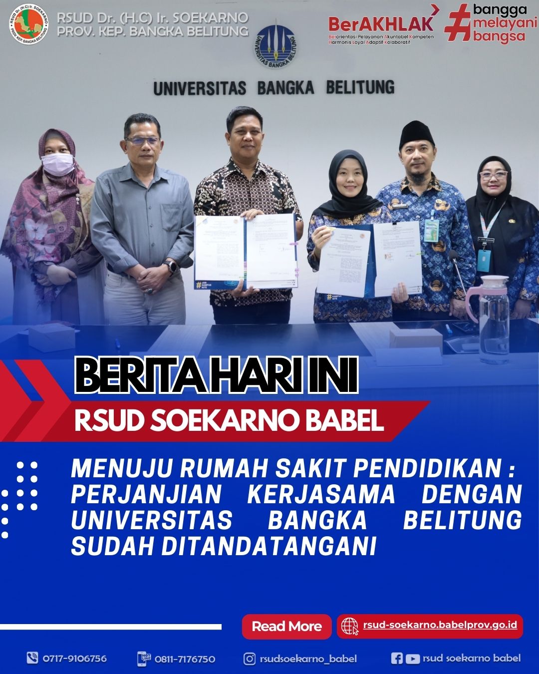 MENUJU RUMAH SAKIT PENDIDIKAN: PERJANJIAN KERJASAMA DENGAN UNIVERSITAS BANGKA BELITUNG SUDAH DIITANDATANGANI 