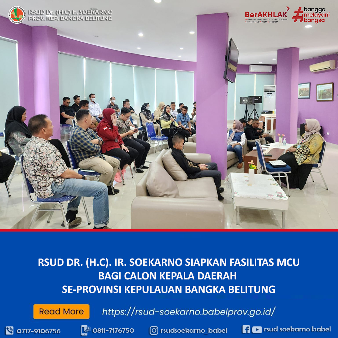 RSUD SOEKARNO BABEL SIAPKAN FASILITAS MCU UNTU CALON KEPALA DAERAH SE- PROVINSI KEPULAUAN BANGLA BELITUNG