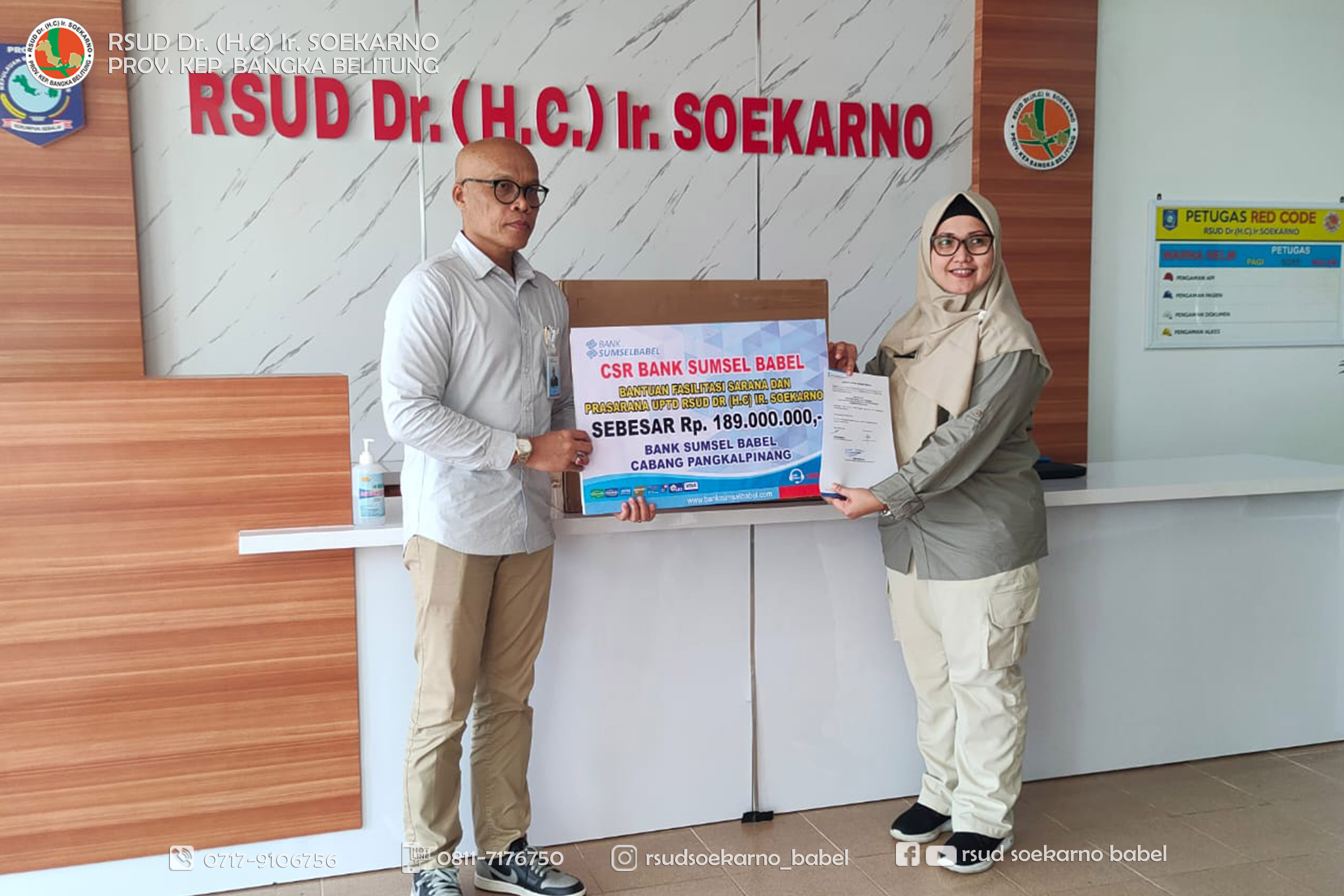 RSUD BABEL MENERIMA BANTUAN DARI CSR BANK SUMSELBABEL